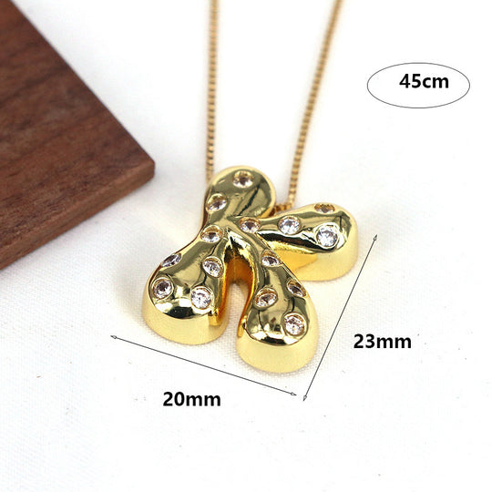 Gold-plated Balloon Bubble Inlaid Zirconium 26 Letter Pendant Necklace