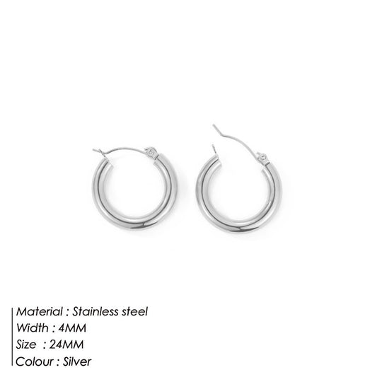 Simple Circle Earrings Stainless Steel Jewelry
