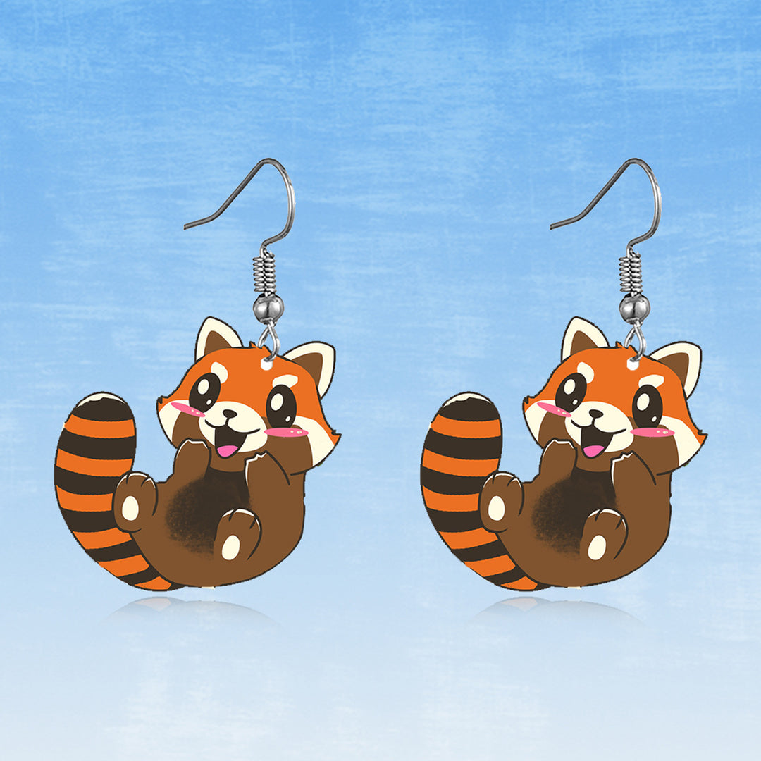 Cute Cartoon Coati Crescent Moon Earrings