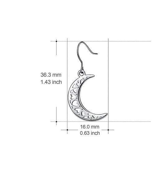 925 Sterling Silver Jewelry Moon Love Earrings