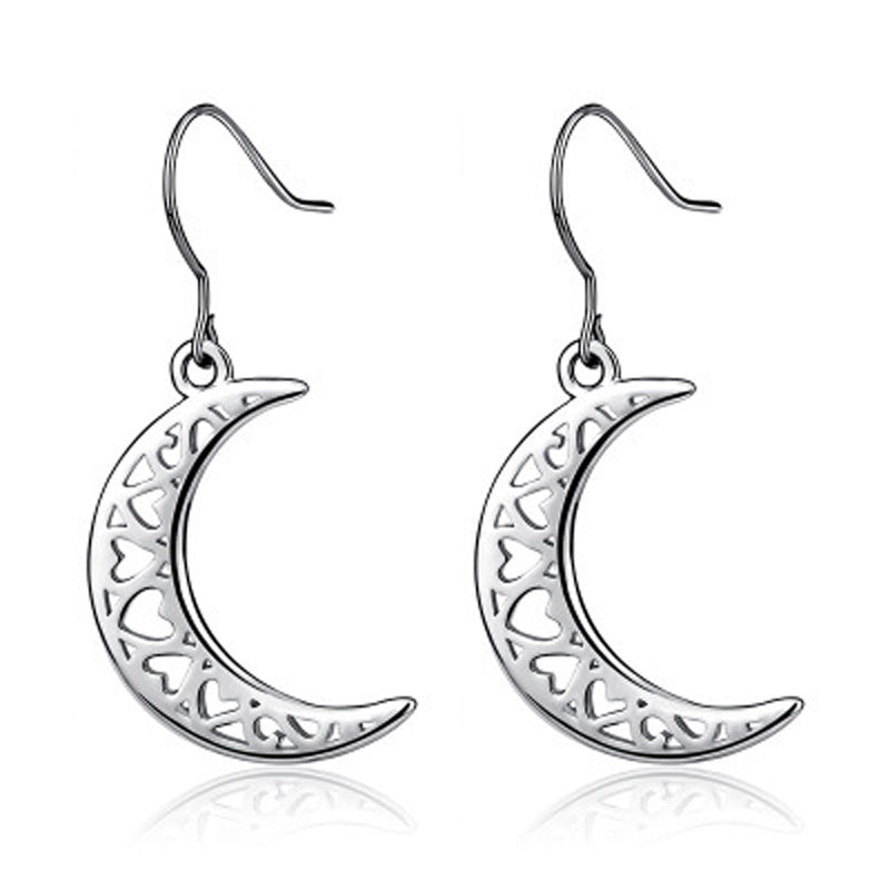 925 Sterling Silver Jewelry Moon Love Earrings