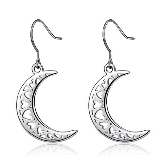 925 Sterling Silver Jewelry Moon Love Earrings
