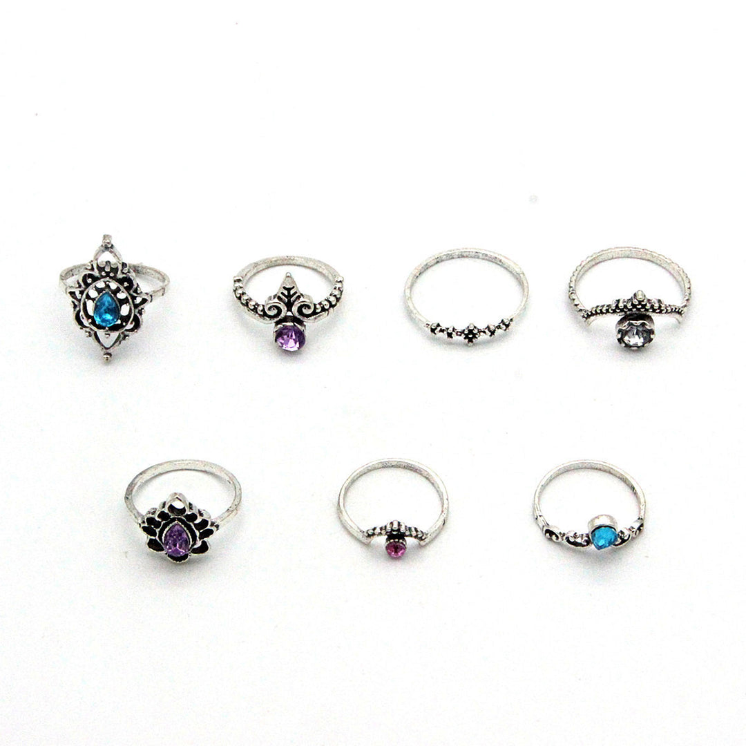 Retro Hollow Carved Purple Diamond Blue Diamond Water Drop Exaggerated Pattern