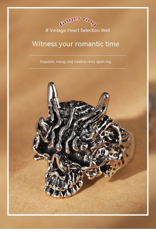 Vintage Thai Silver Faucet Ring Fashion Hand Carved