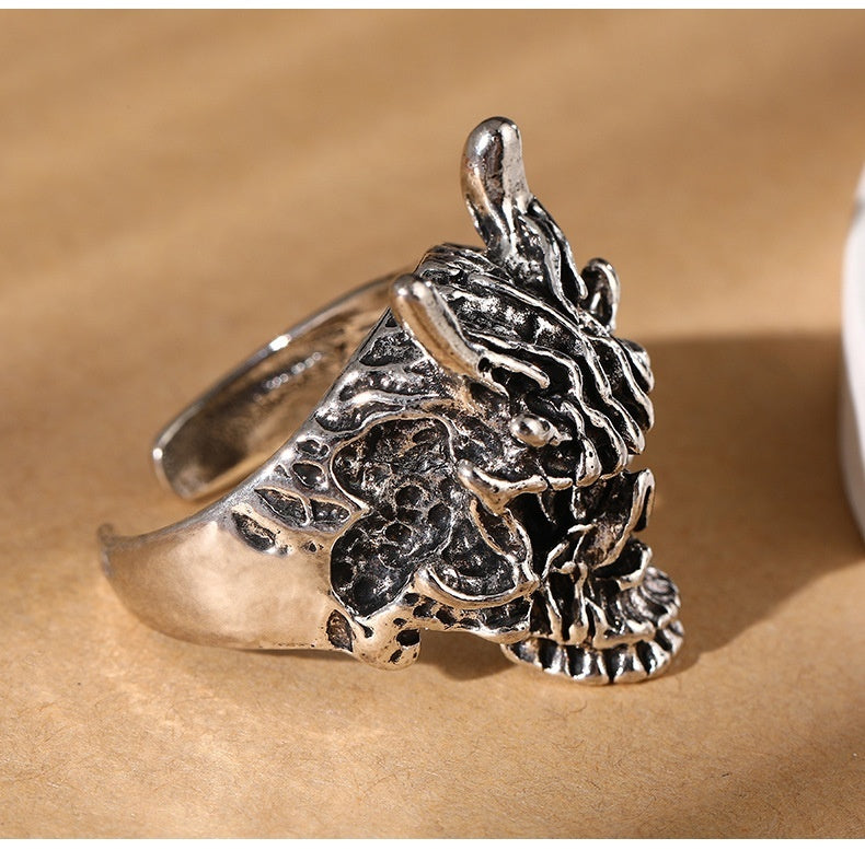Vintage Thai Silver Faucet Ring Fashion Hand Carved