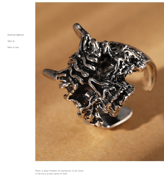 Vintage Thai Silver Faucet Ring Fashion Hand Carved