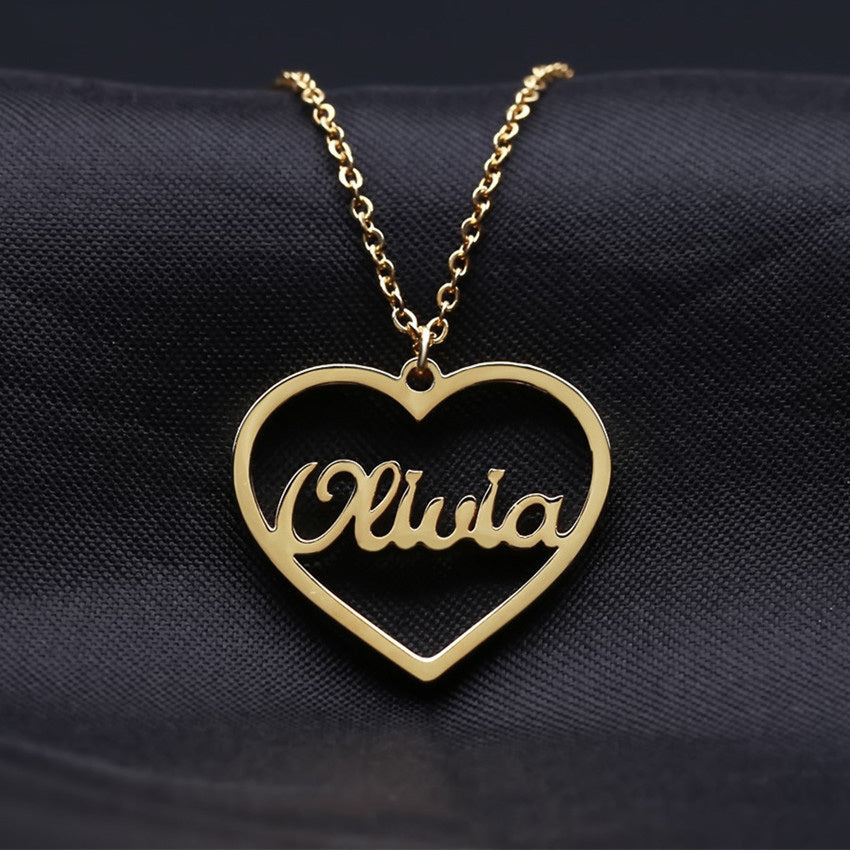 Personalized Custom Heart Pendant Letter Necklace
