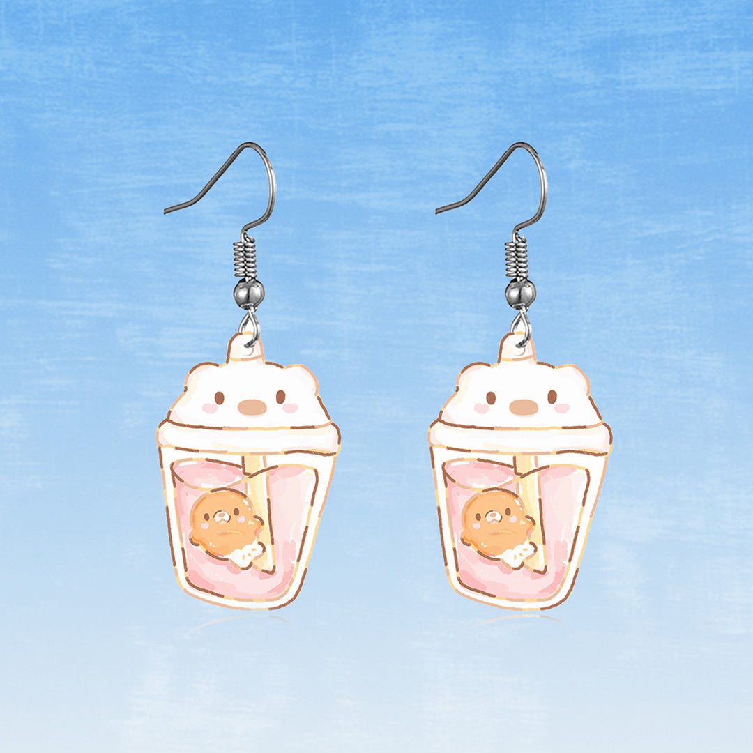 Cute Cartoon Coati Crescent Moon Earrings