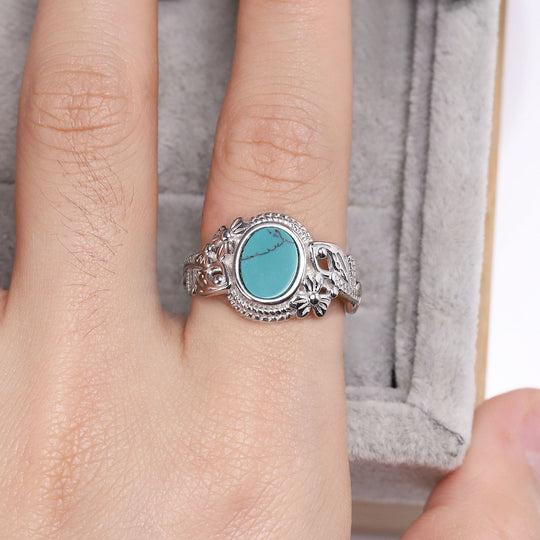 S925 Sterling Silver Vintage Natural Turquoise Ring