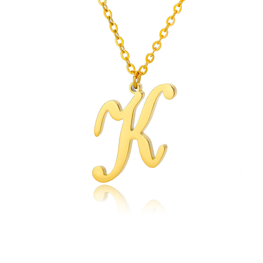 Stainless Steel 26 English Letter Necklace