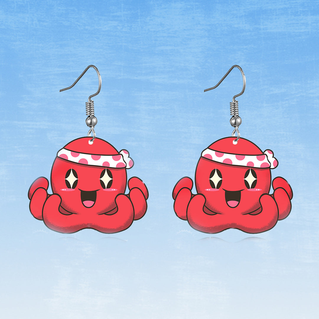 Cute Cartoon Coati Crescent Moon Earrings