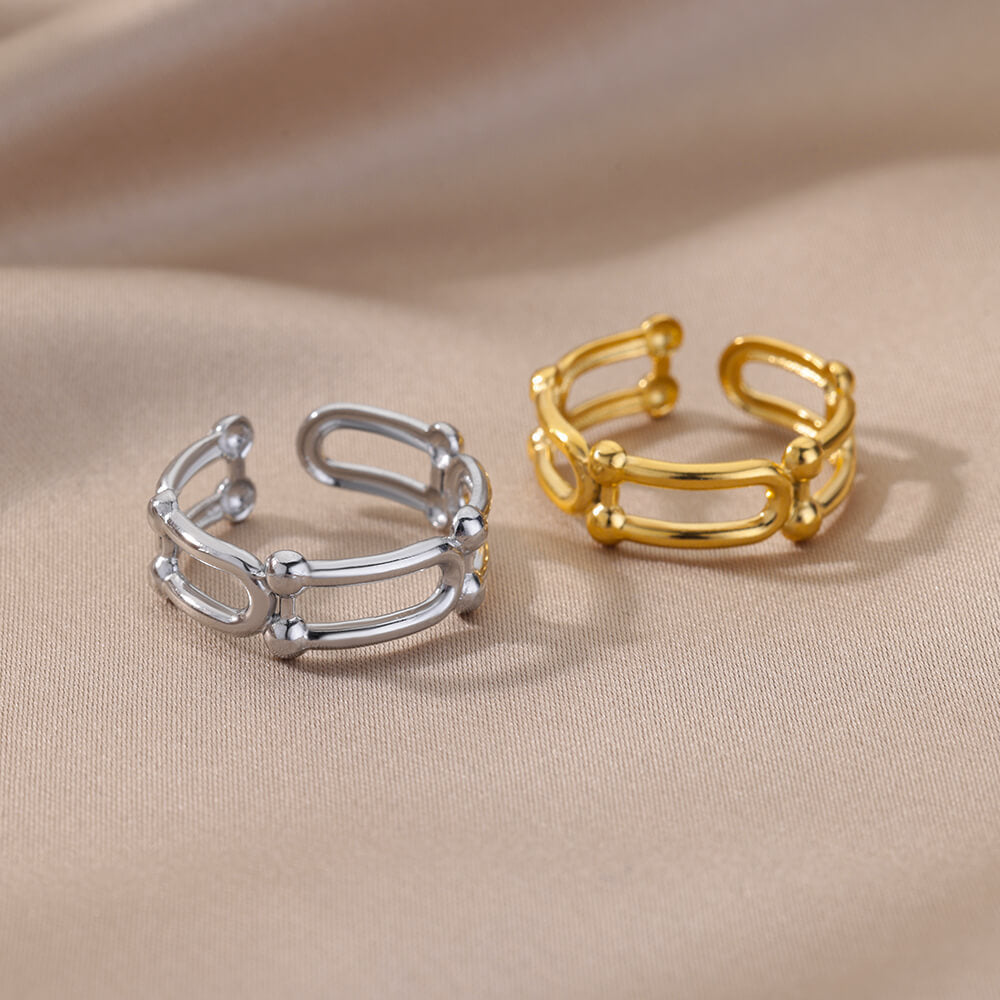 Simple Stainless Steel Ring Geometric Open Adjustable