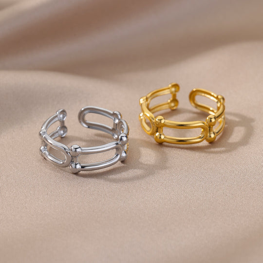 Simple Stainless Steel Ring Geometric Open Adjustable