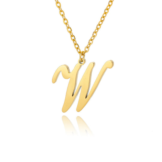 Stainless Steel 26 English Letter Necklace
