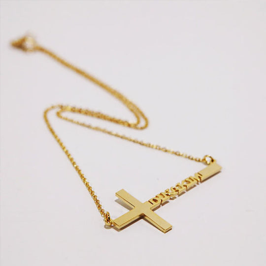 Cross Necklace Personalized Name Stainless Steel Clavicle Necklace