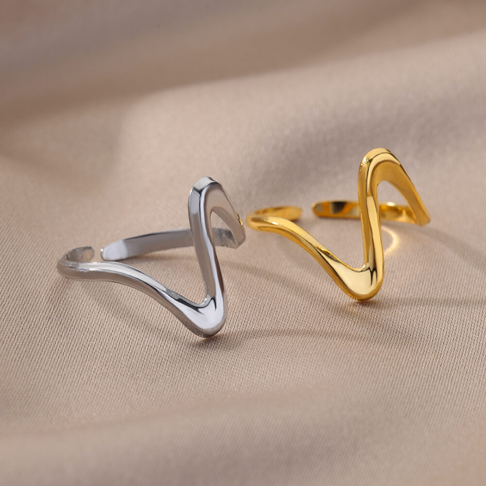 Simple Stainless Steel Ring Geometric Open Adjustable