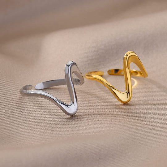 Simple Stainless Steel Ring Geometric Open Adjustable