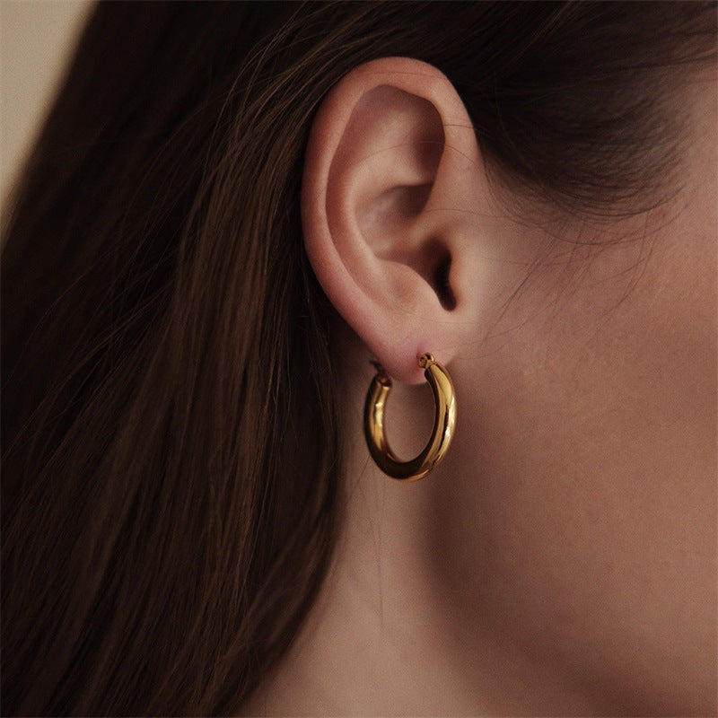 Simple Circle Earrings Stainless Steel Jewelry