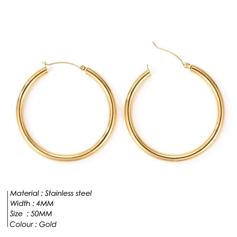 Simple Circle Earrings Stainless Steel Jewelry