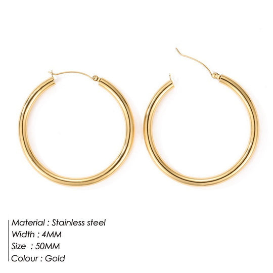 Simple Circle Earrings Stainless Steel Jewelry