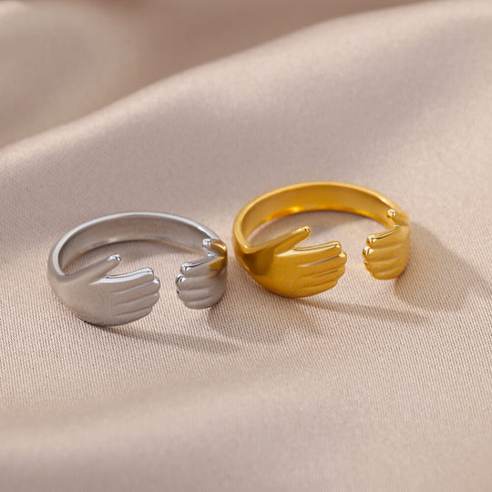 Simple Stainless Steel Ring Geometric Open Adjustable