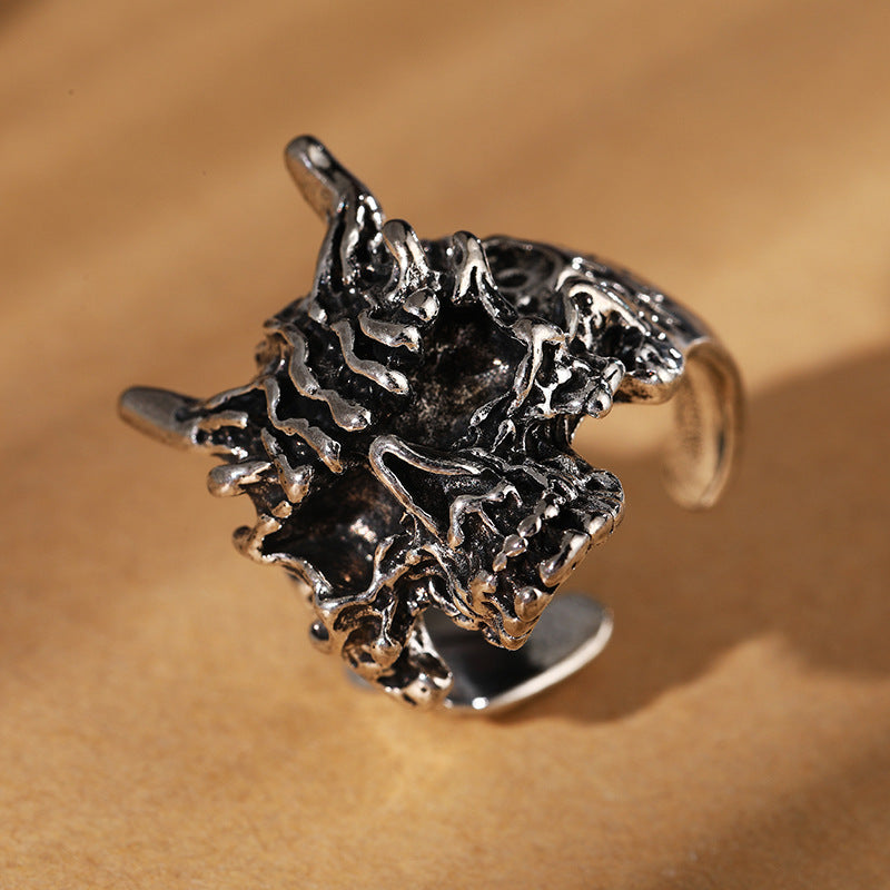 Vintage Thai Silver Faucet Ring Fashion Hand Carved