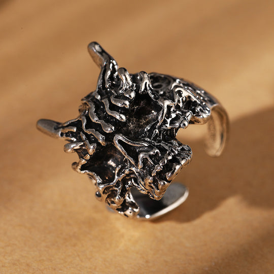 Vintage Thai Silver Faucet Ring Fashion Hand Carved