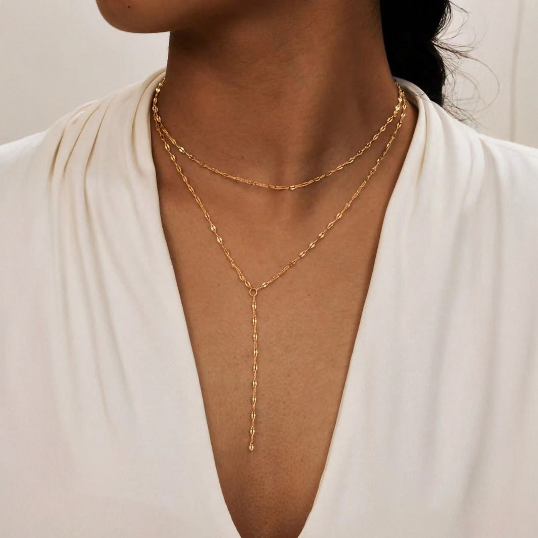 Simple Lasso Y-shaped Pendant Necklace