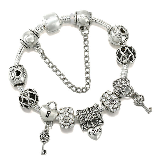 Heart Lock Key Letter Pendant Women's Bracelet
