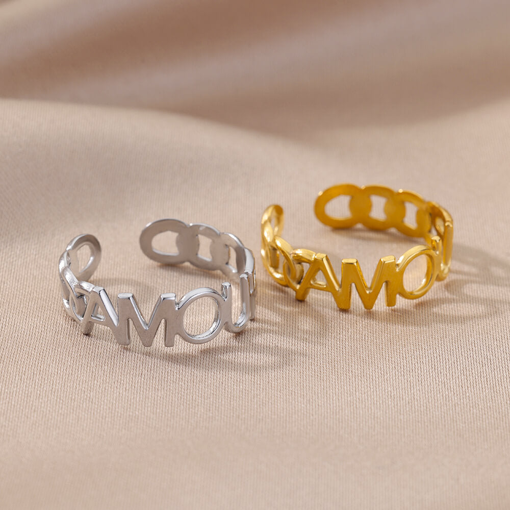 Simple Stainless Steel Ring Geometric Open Adjustable