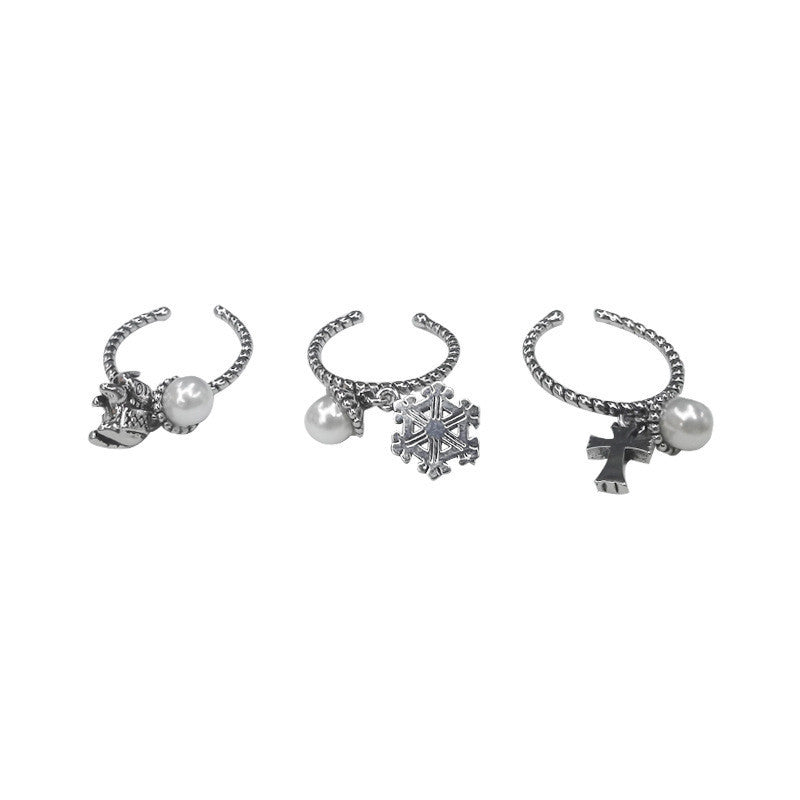 European And American Retro Geometric Cross Ring