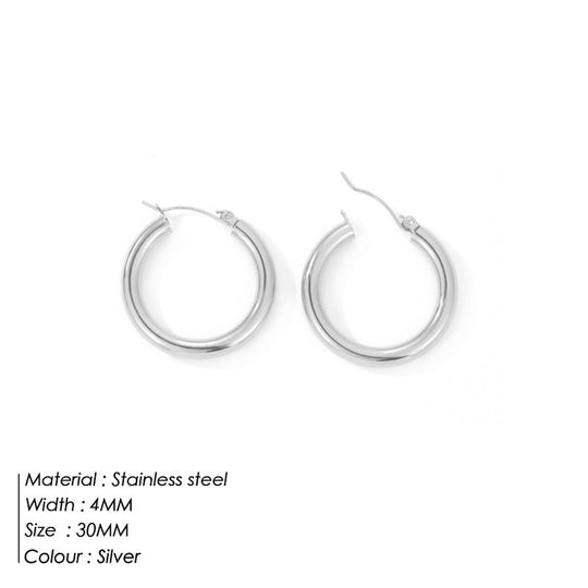 Simple Circle Earrings Stainless Steel Jewelry