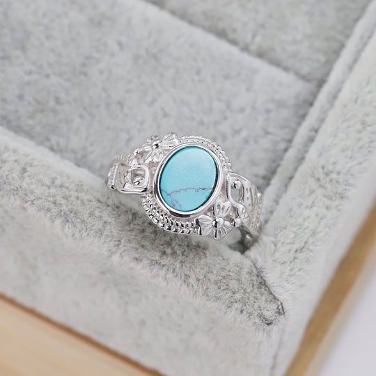 S925 Sterling Silver Vintage Natural Turquoise Ring