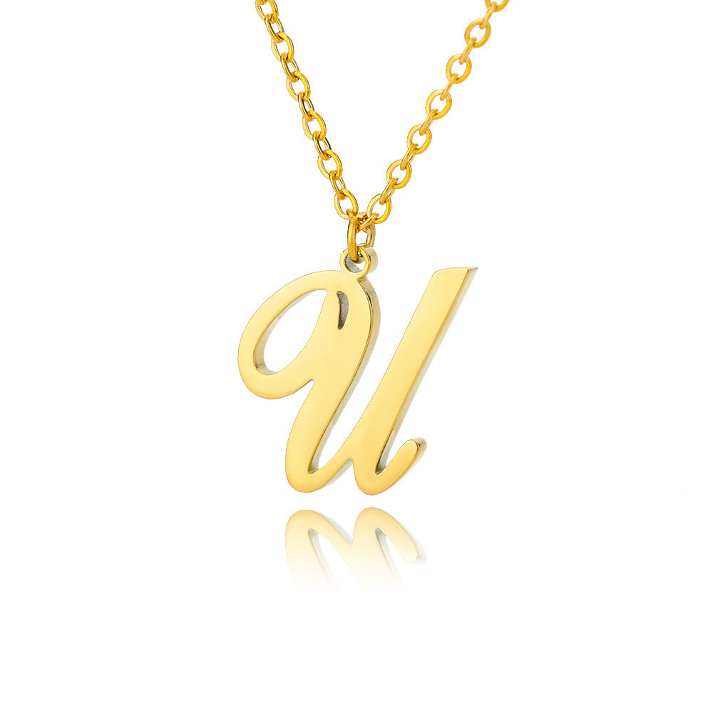 Stainless Steel 26 English Letter Necklace