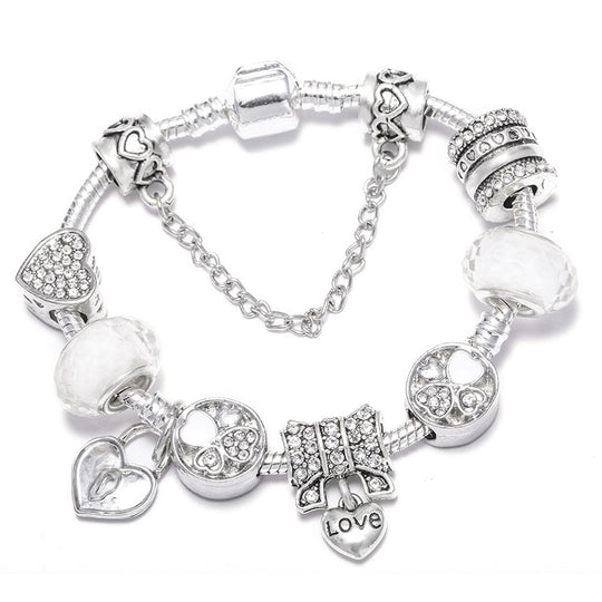 Heart Lock Key Letter Pendant Women's Bracelet