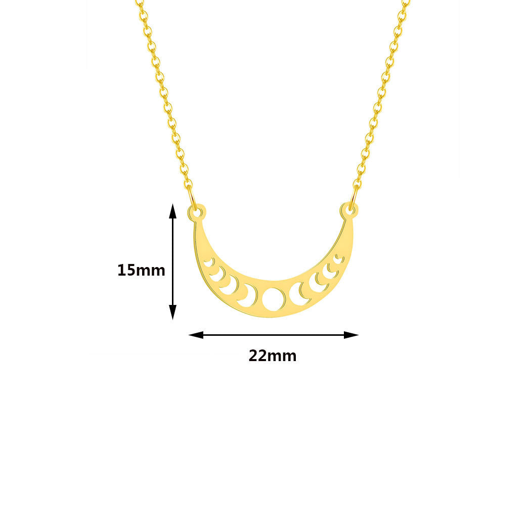 Stainless Steel Sun Moon Necklace Moon Phase Pendant
