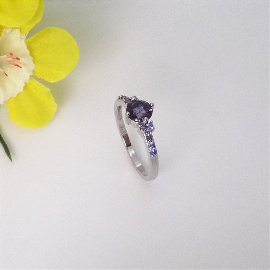 Women's Purple Gemstone Copper Ring