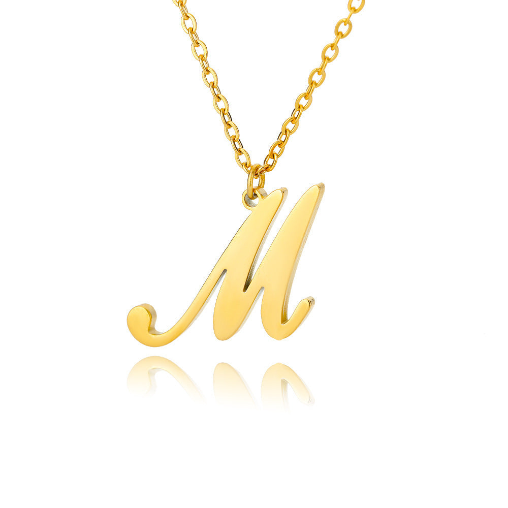 Stainless Steel 26 English Letter Necklace