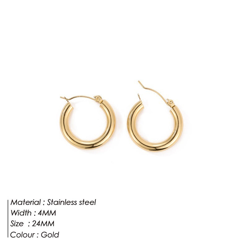 Simple Circle Earrings Stainless Steel Jewelry