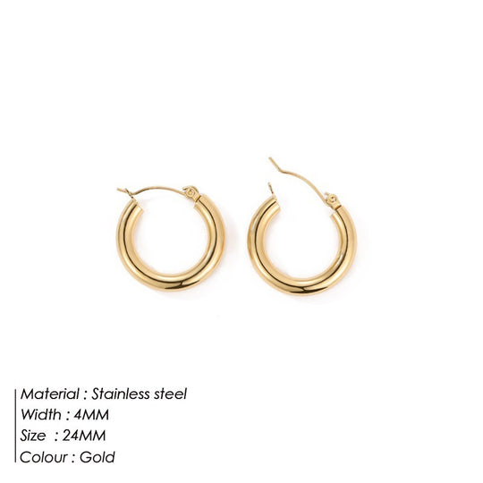 Simple Circle Earrings Stainless Steel Jewelry