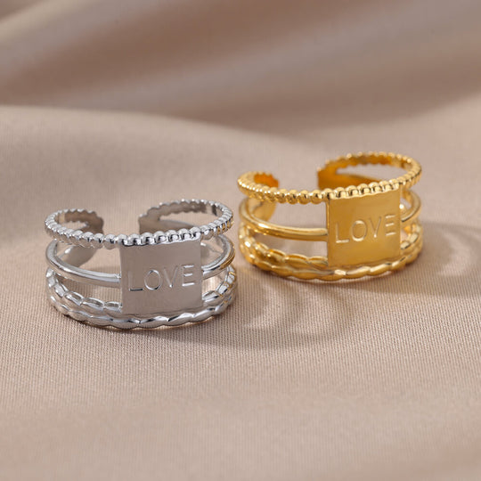 Simple Stainless Steel Ring Geometric Open Adjustable