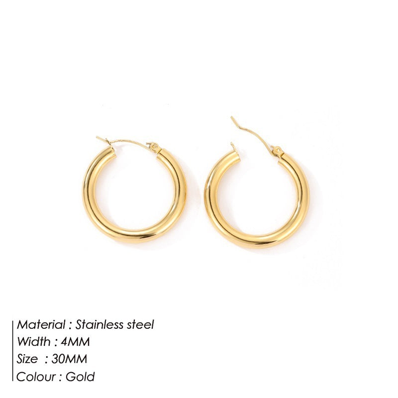 Simple Circle Earrings Stainless Steel Jewelry