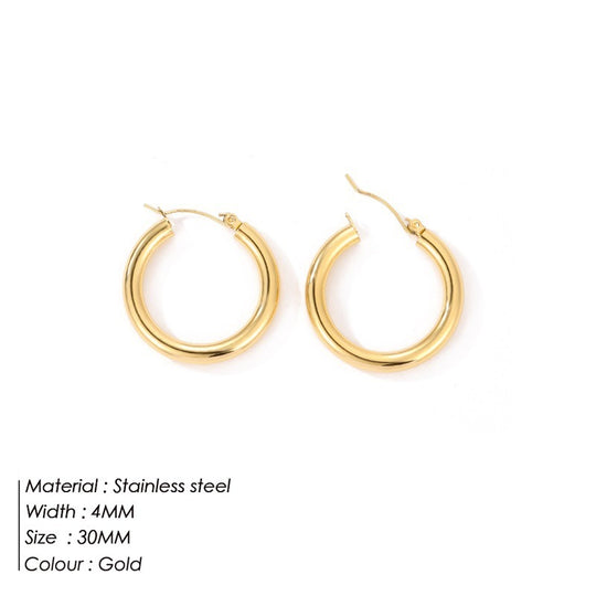 Simple Circle Earrings Stainless Steel Jewelry