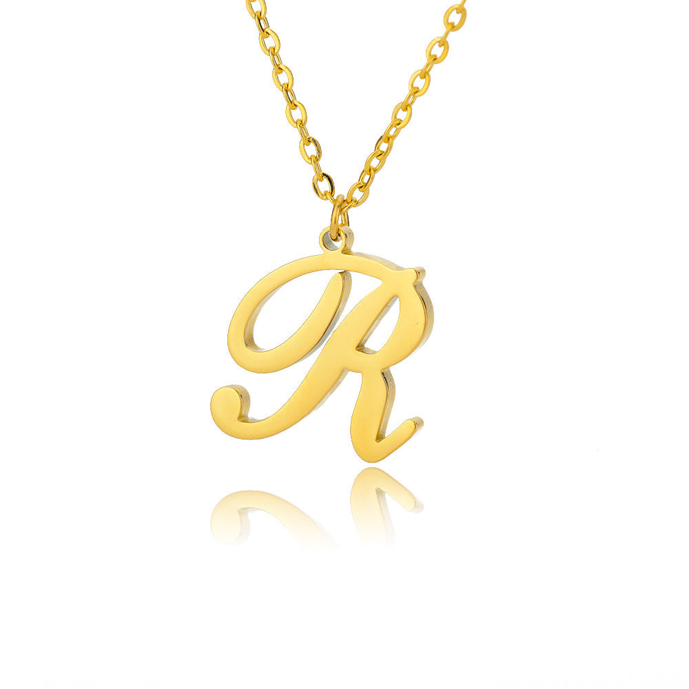 Stainless Steel 26 English Letter Necklace