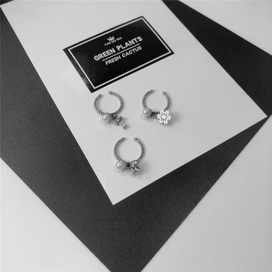European And American Retro Geometric Cross Ring