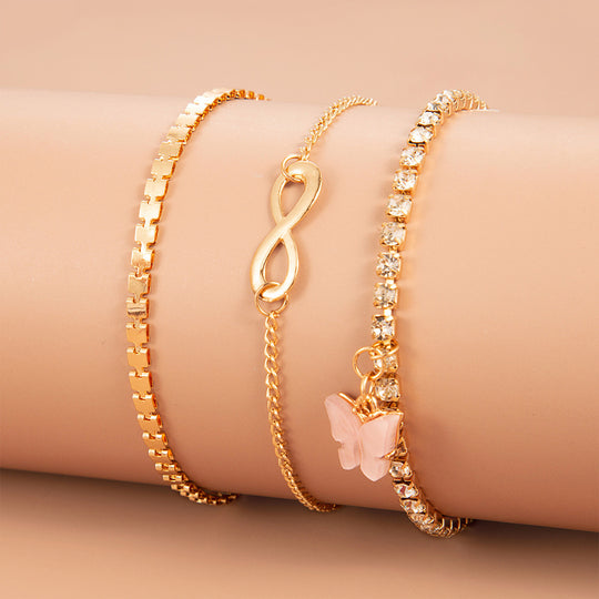 Set Simple And Sweet Butterfly Anklet Women Personalized